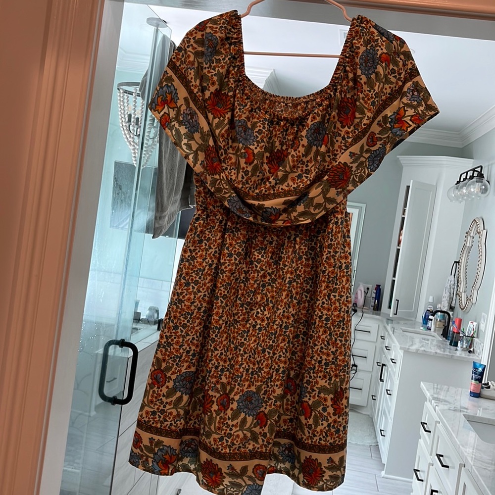 Strapless floral print dress